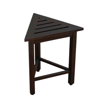 17" Dark Brown Teak Corner Shower Bench