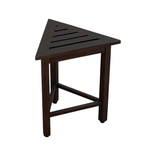 17" Dark Brown Teak Corner Shower Bench