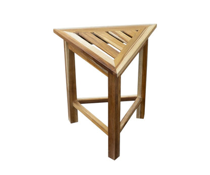 15" Brown Teak Corner Shower Bench