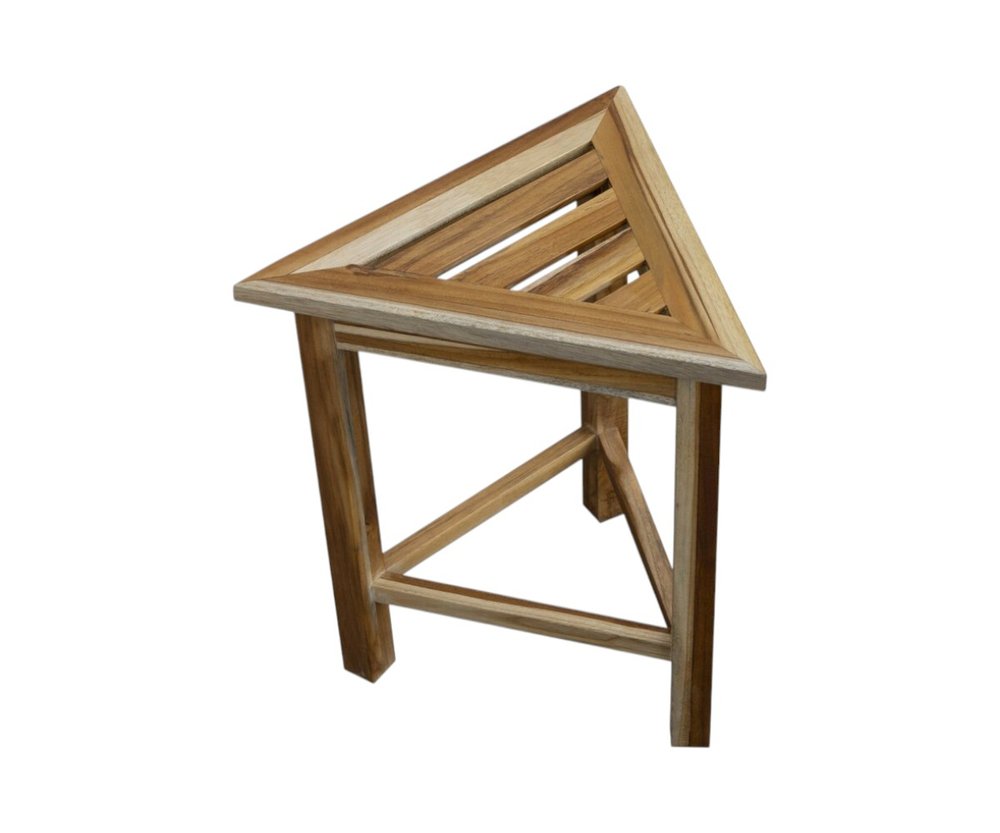 15" Brown Teak Corner Shower Bench