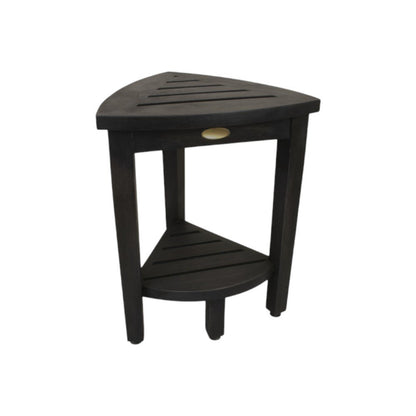 Mod Gray Teak 18" Curvilinear Corner Shower Bench With Shelf