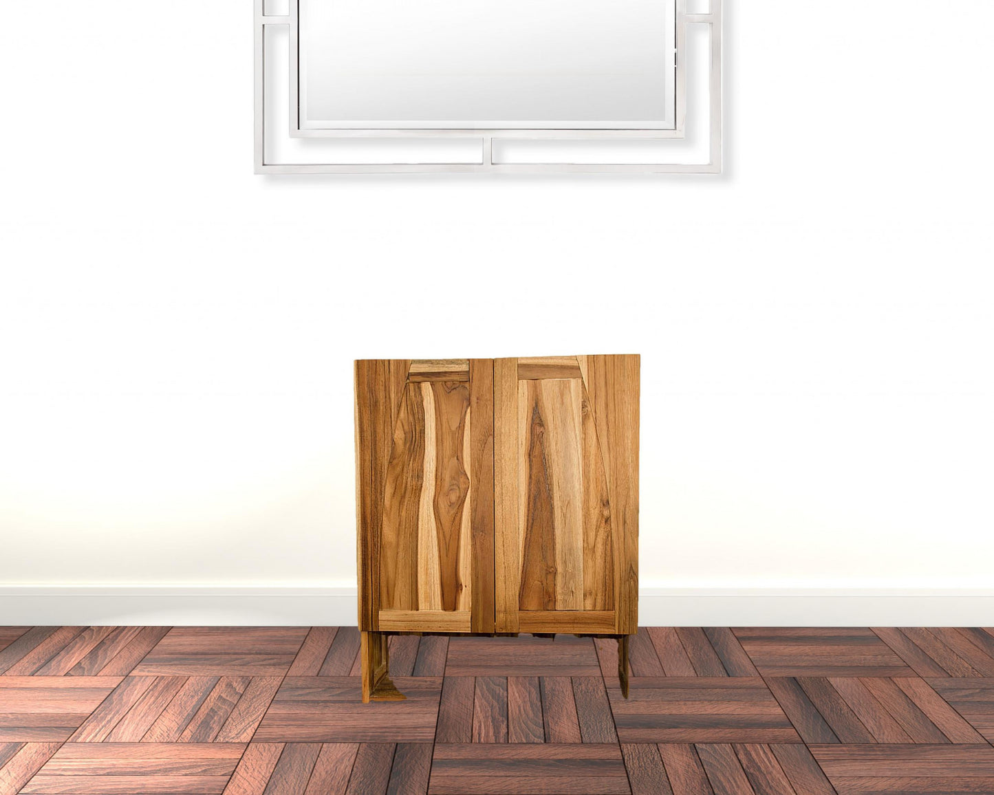 24" Brown Solid Wood Frame Wall Mounted Accent Cabinet