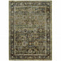 9' X 12' Green And Brown Floral Area Rug