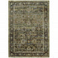 9' X 12' Green And Brown Floral Area Rug