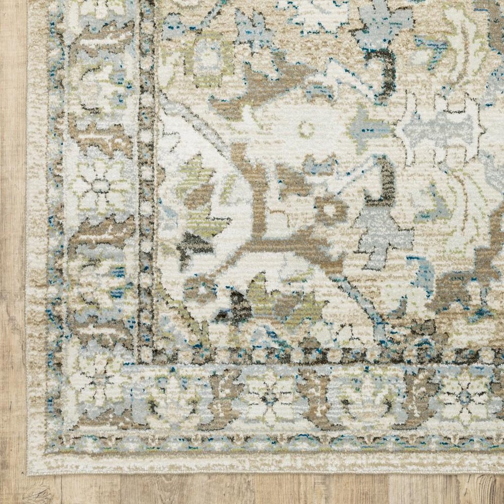 2' X 3' Beige and Ivory Power Loom Area Rug