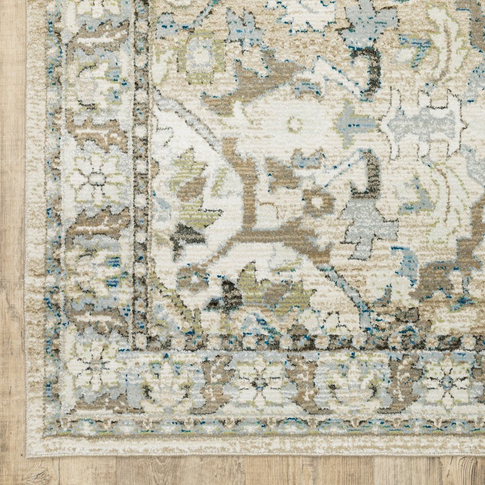 4' X 6' Beige And Ivory Medallion Area Rug