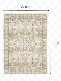 3' X 12' Beige And Ivory Medallion Runner Rug