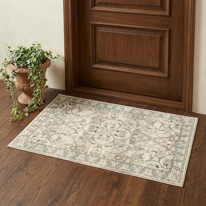 2' X 3' Beige and Ivory Power Loom Area Rug