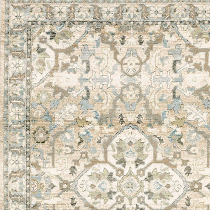 4' X 6' Beige And Ivory Medallion Area Rug
