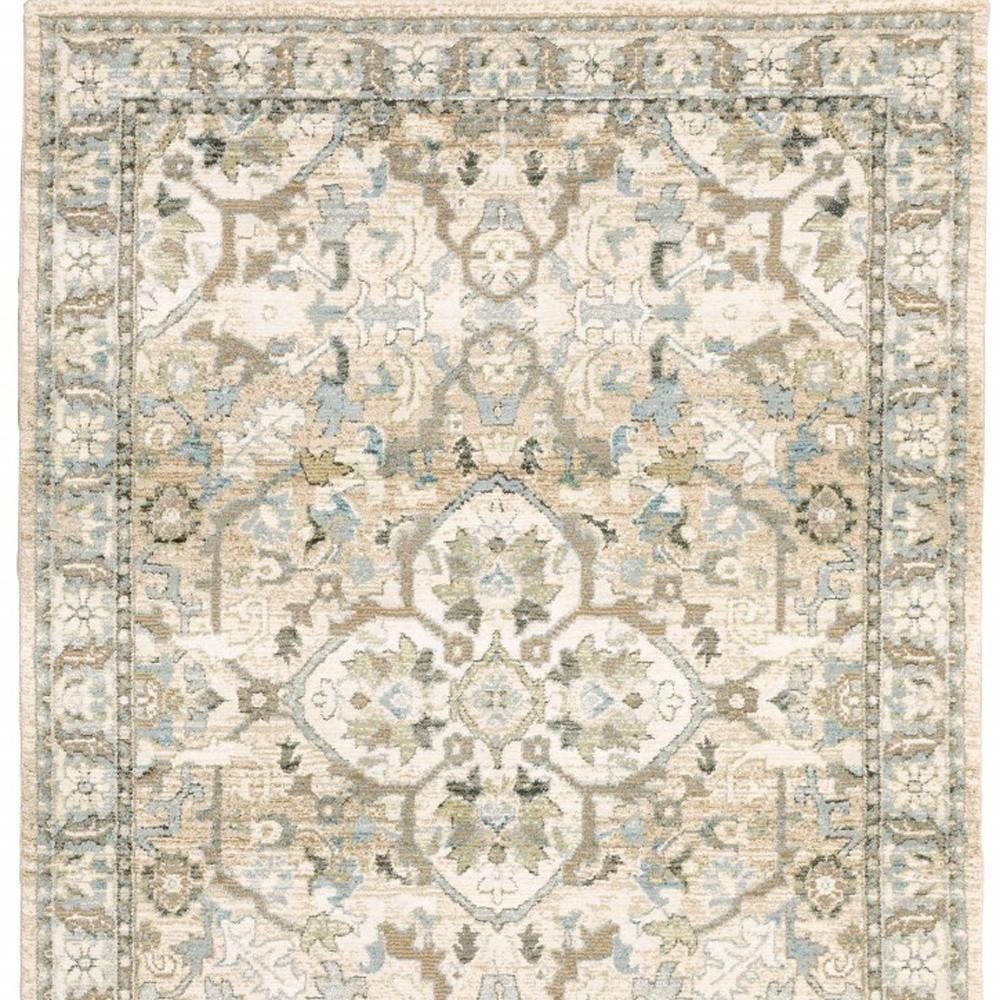 2' X 3' Beige and Ivory Power Loom Area Rug