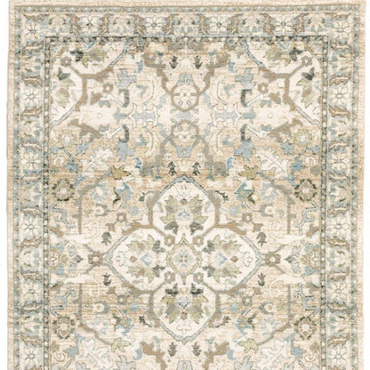 2' X 3' Beige and Ivory Power Loom Area Rug