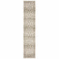 3' X 12' Beige And Ivory Medallion Runner Rug