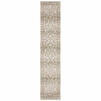 4' X 6' Beige And Ivory Medallion Area Rug
