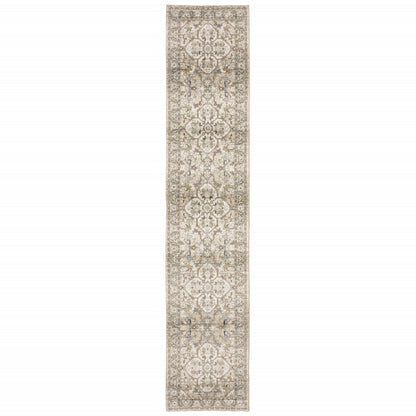 2' X 3' Beige and Ivory Power Loom Area Rug