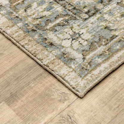 2' X 3' Beige and Ivory Power Loom Area Rug
