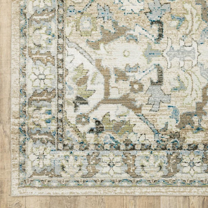 2' X 3' Beige and Ivory Power Loom Area Rug