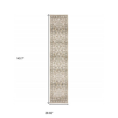 2' X 3' Beige and Ivory Power Loom Area Rug