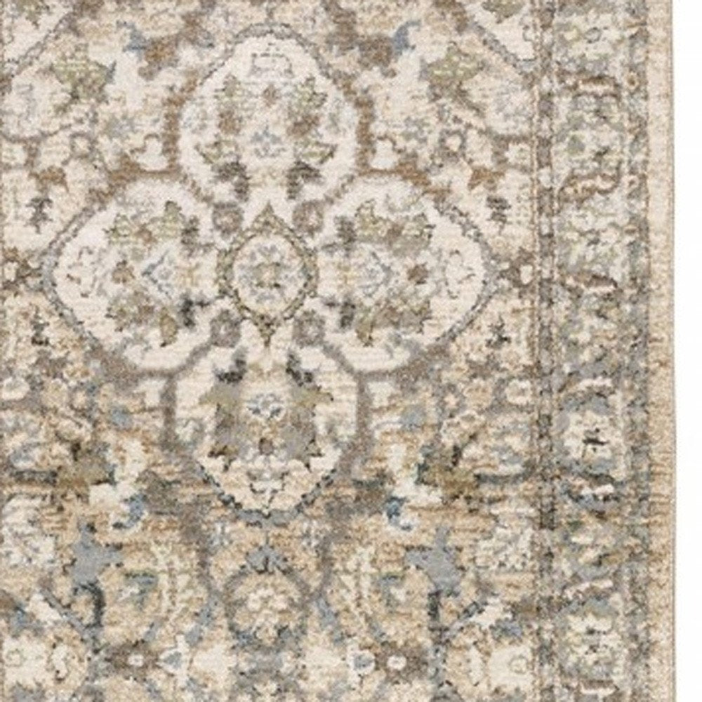 2' X 3' Beige and Ivory Power Loom Area Rug