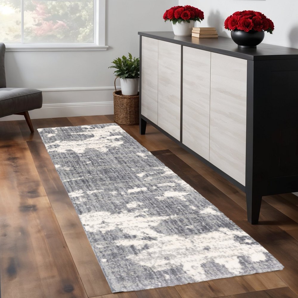 9' X 12' Grey And Ivory Grey Matter Area Rug