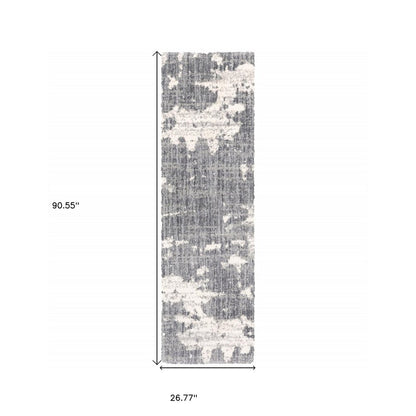 2' X 8' Grey And Ivory Grey Matter Runner Rug