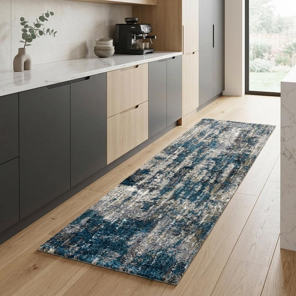 8' X 10' Grey And Blue Grey Skies Area Rug