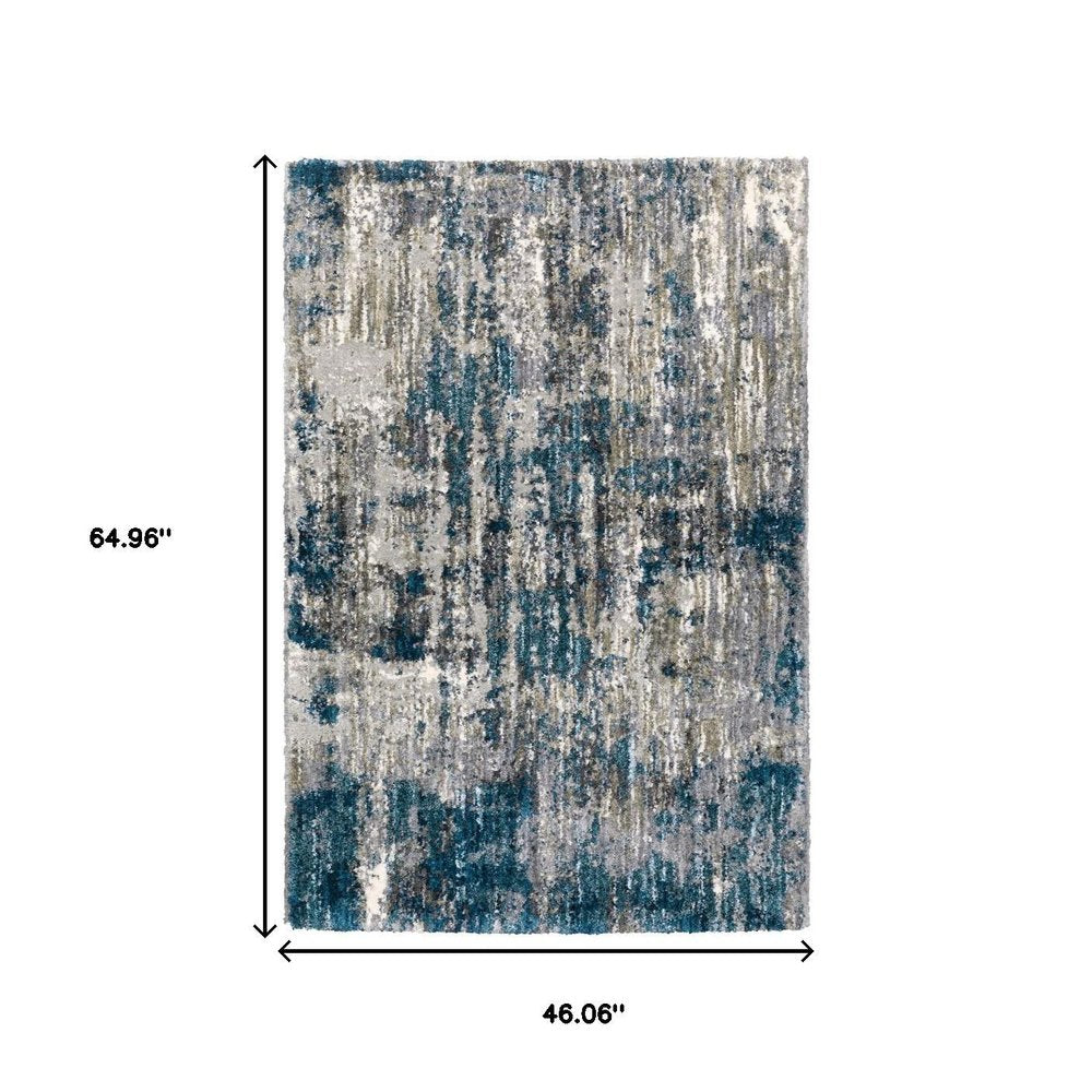 7' X 9' Grey And Blue Grey Skies Area Rug
