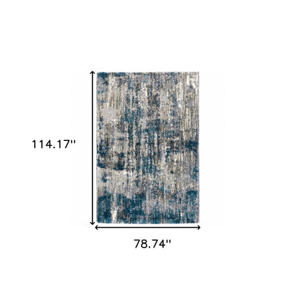 8' X 10' Grey And Blue Grey Skies Area Rug