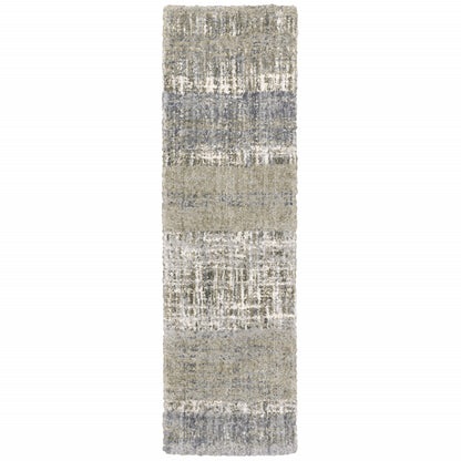 8' X 10' Grey And Ivory Abstract Lines Area Rug