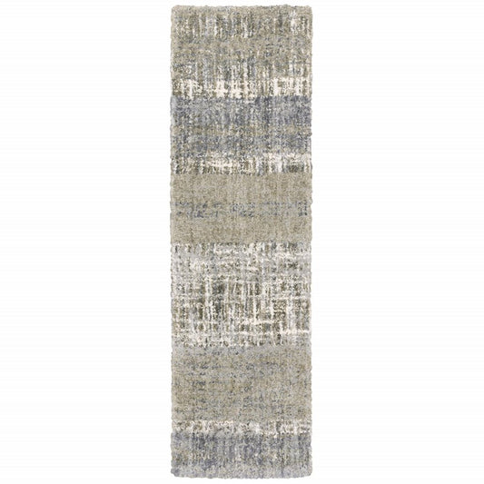 9' X 12' Grey And Ivory Abstract Lines Area Rug