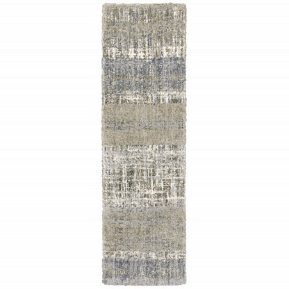 9' X 12' Grey And Ivory Abstract Lines Area Rug