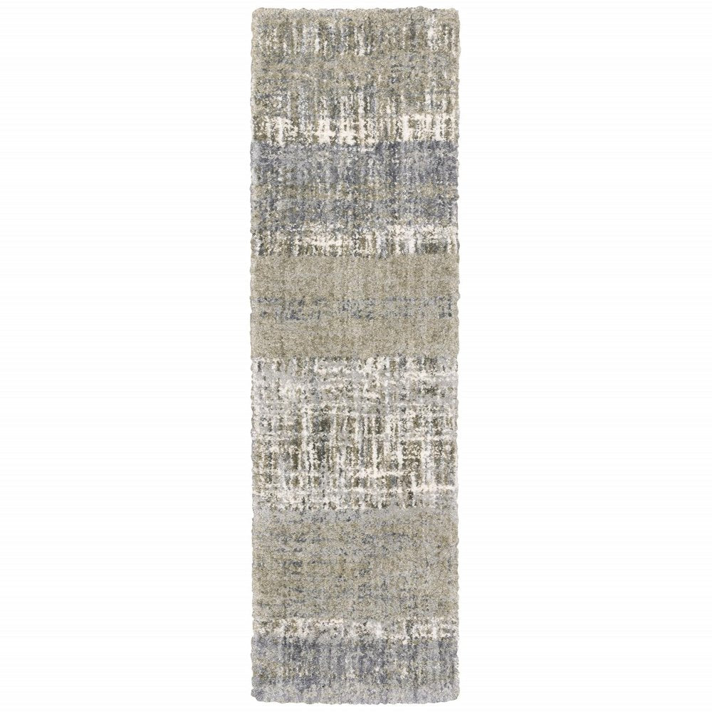 8' X 10' Grey And Ivory Abstract Lines Area Rug