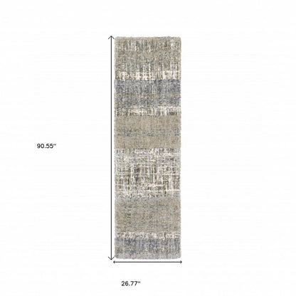 9' X 12' Grey And Ivory Abstract Lines Area Rug