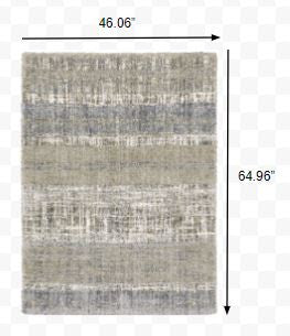 5' X 8' Grey And Ivory Abstract Lines Area Rug