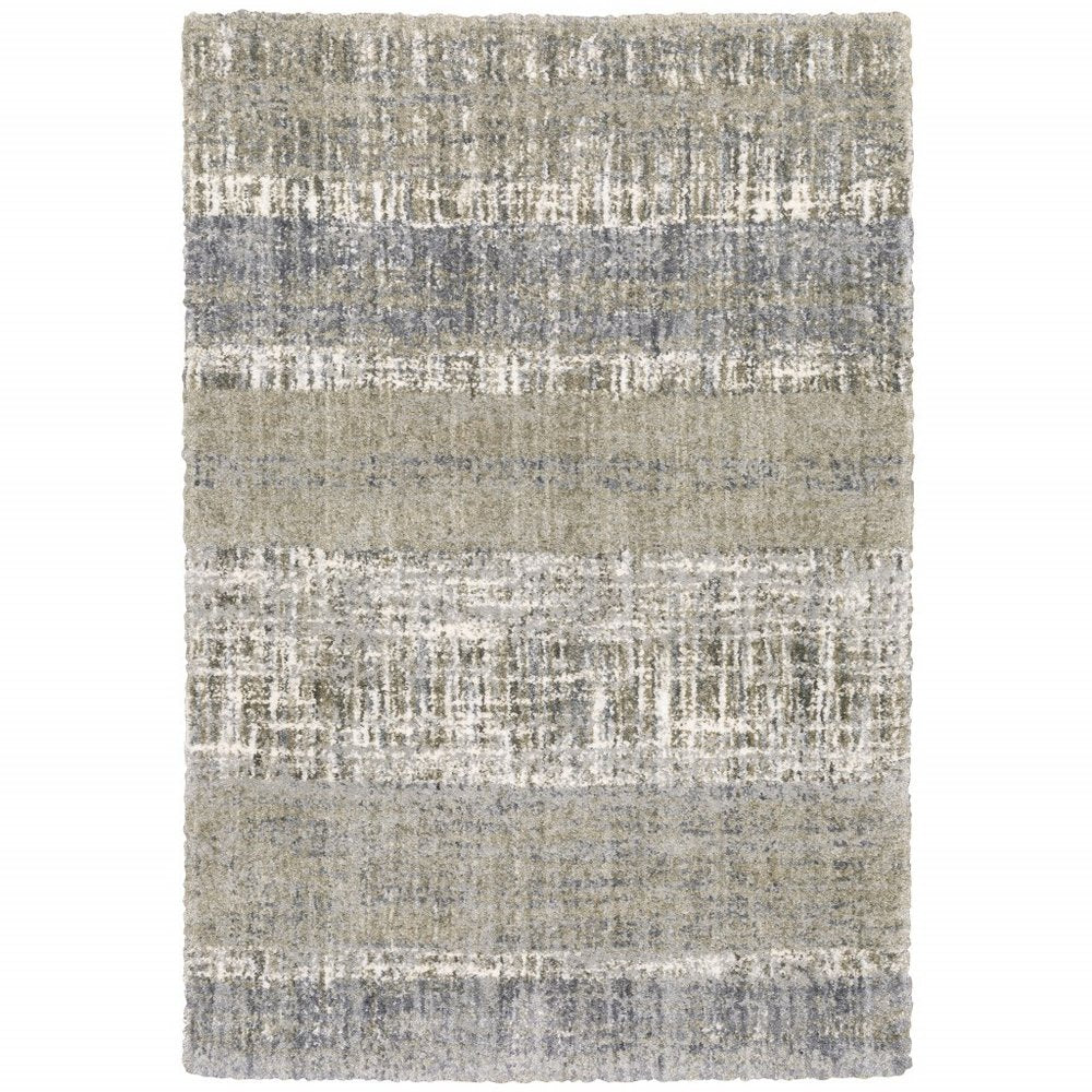 9' X 12' Grey And Ivory Abstract Lines Area Rug