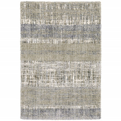 9' X 12' Grey And Ivory Abstract Lines Area Rug