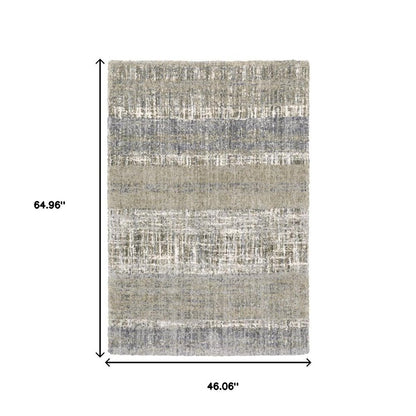4' X 6' Grey And Ivory Abstract Lines Area Rug