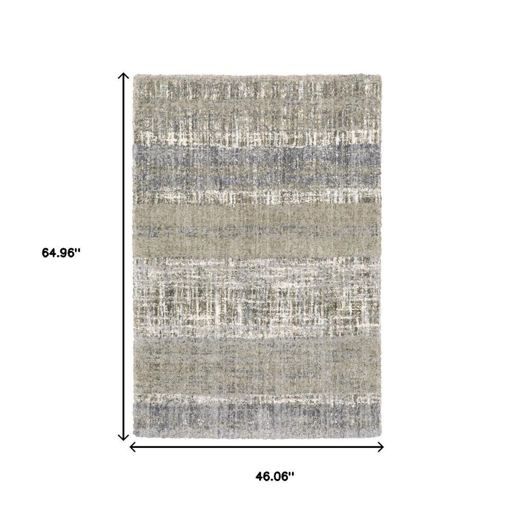 4' X 6' Grey And Ivory Abstract Lines Area Rug