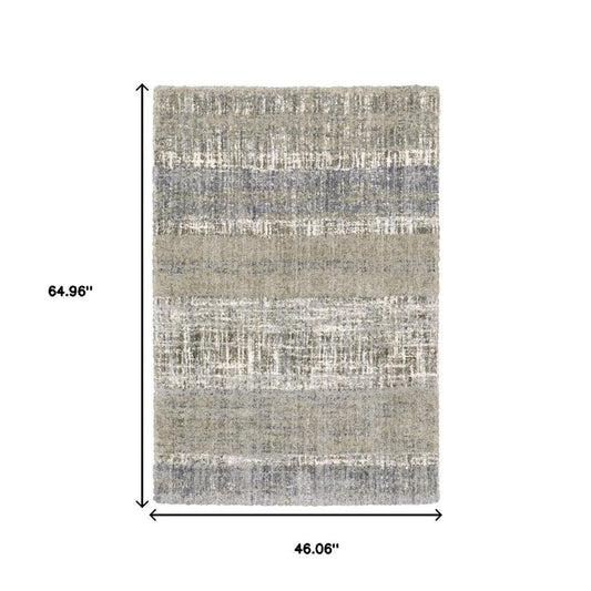 5' X 8' Grey And Ivory Abstract Lines Area Rug