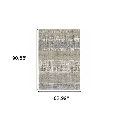 5' X 8' Grey And Ivory Abstract Lines Area Rug