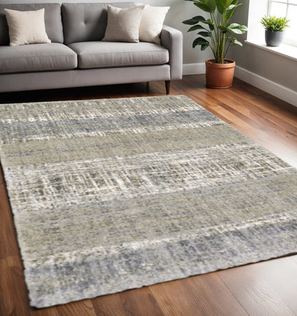 4' X 6' Grey And Ivory Abstract Lines Area Rug