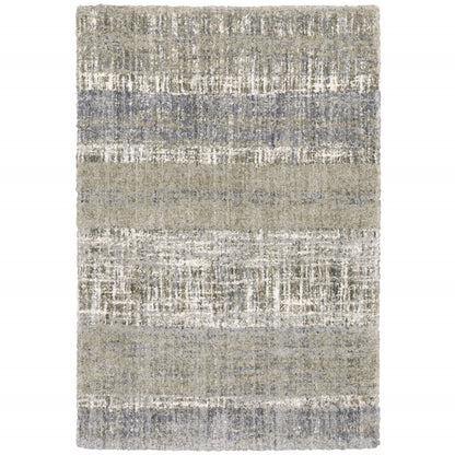 5' X 8' Grey And Ivory Abstract Lines Area Rug