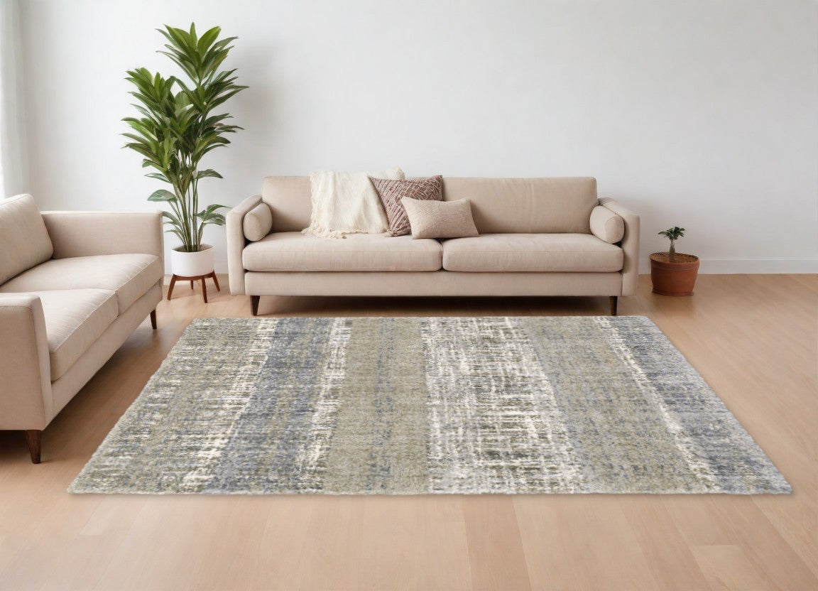 5' X 8' Grey And Ivory Abstract Lines Area Rug