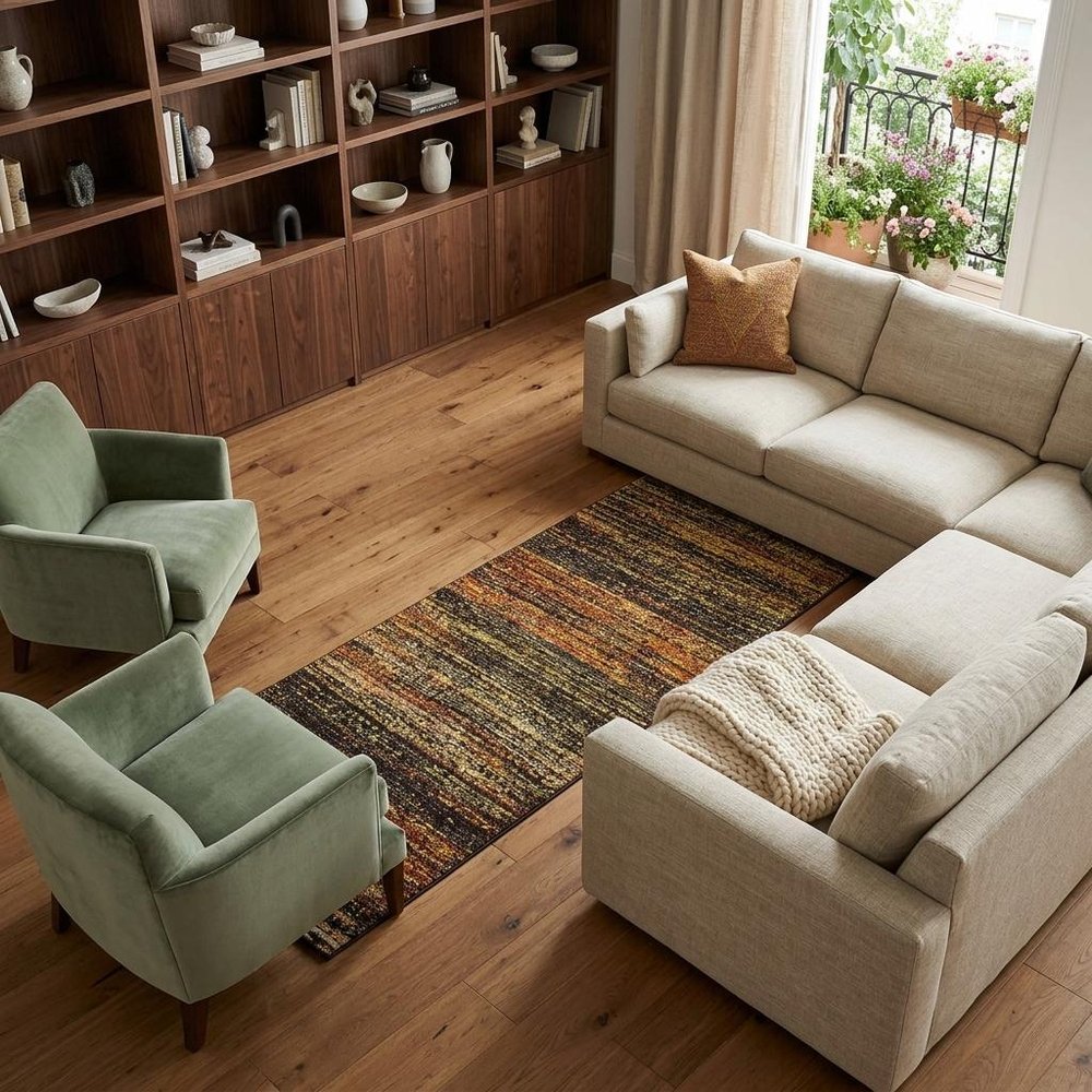 12' Gold And Slate Abstract Runner Rug