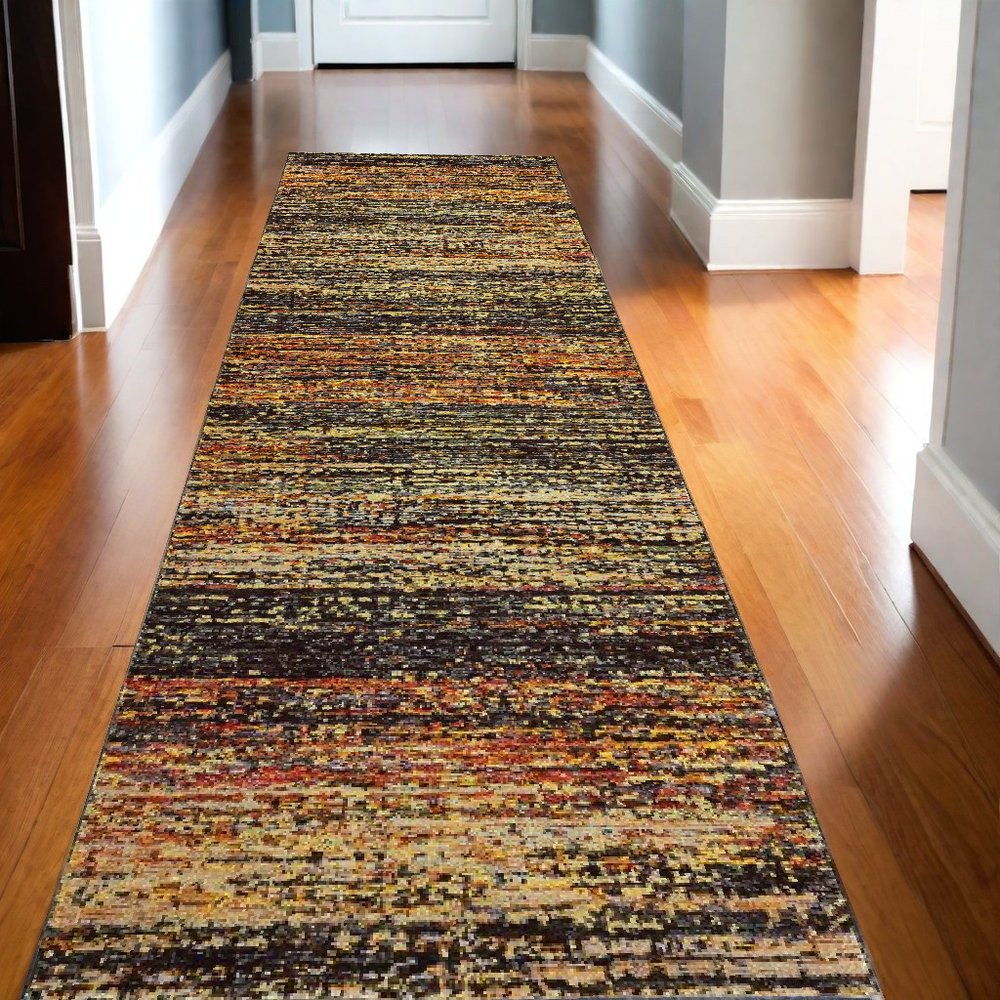 5' X 8' Gold And Slate Abstract Area Rug