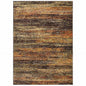 12' Gold And Slate Abstract Runner Rug