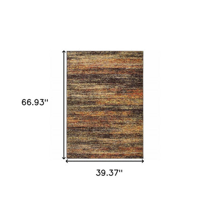 12' Gold And Slate Abstract Runner Rug