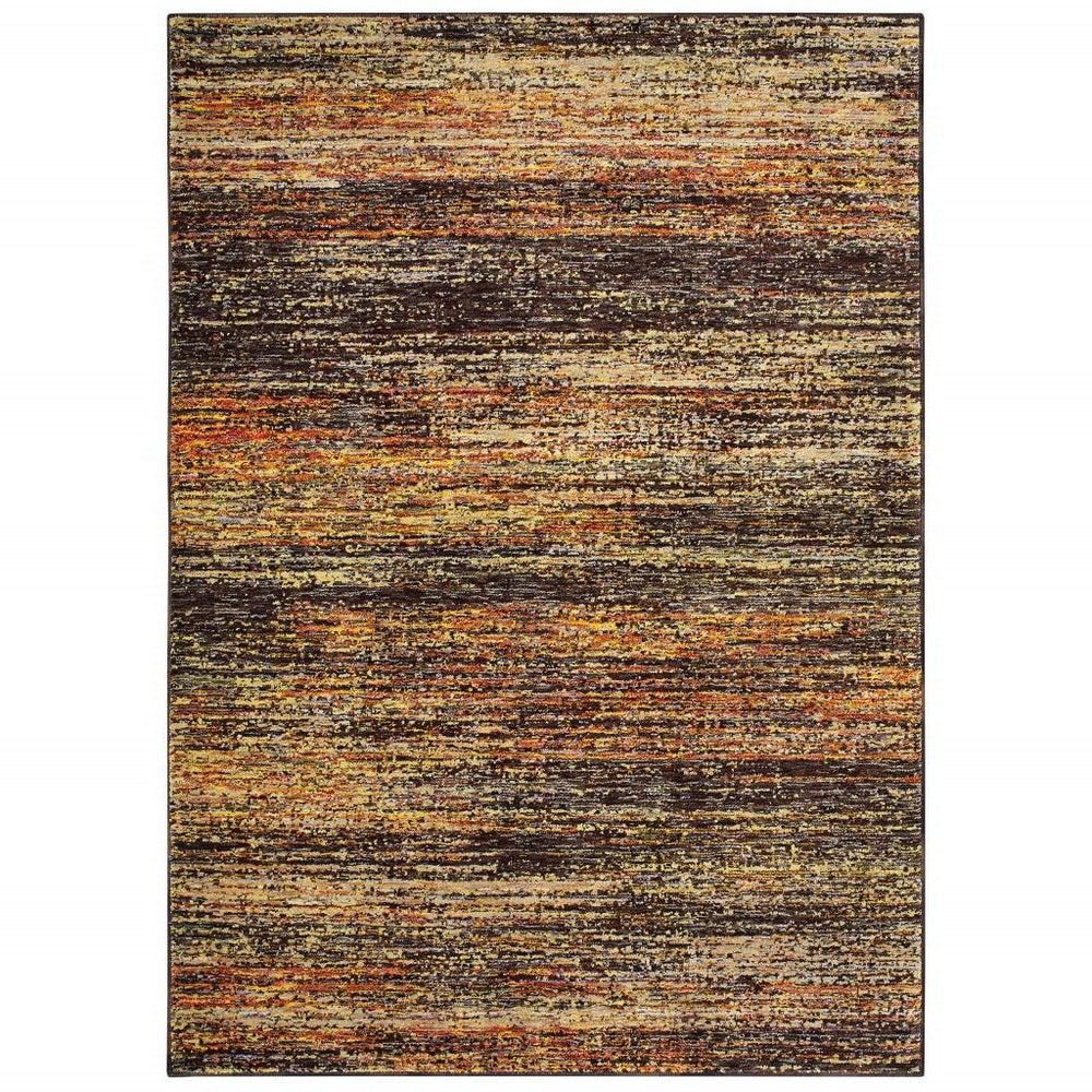 12' Gold And Slate Abstract Runner Rug