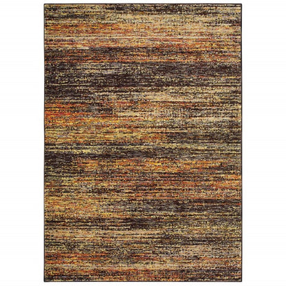 12' Gold And Slate Abstract Runner Rug