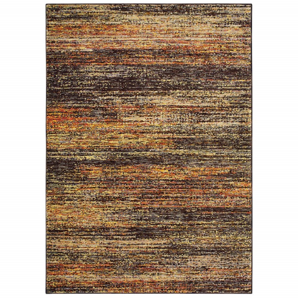 12' Gold And Slate Abstract Runner Rug