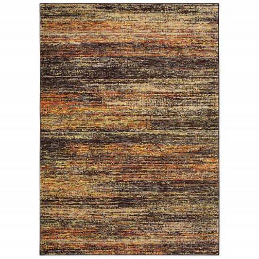 12' Gold And Slate Abstract Runner Rug